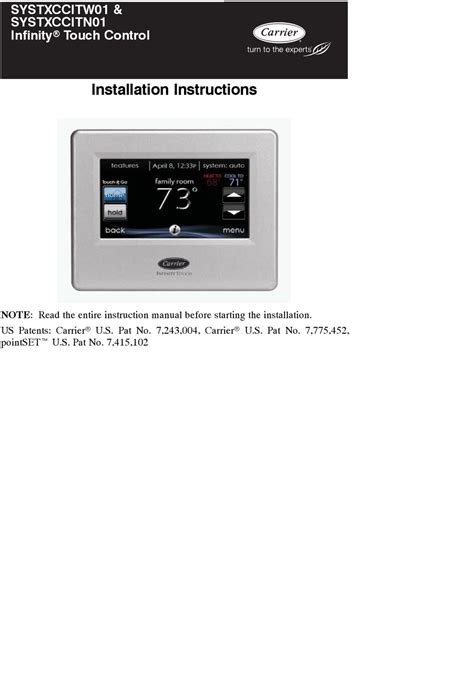 Image result for Carrier Infinity Touch Control Guide