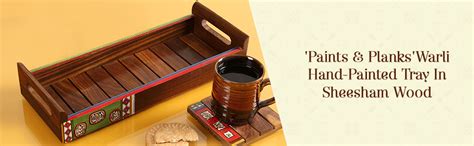 ExclusiveLane Warli Handpainted Decorative Wooden Tray Breakfast Coffee ...