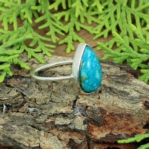 Buy Natural American Turquoise Ring Pear Cabochon Turquoise Ring Simple ...