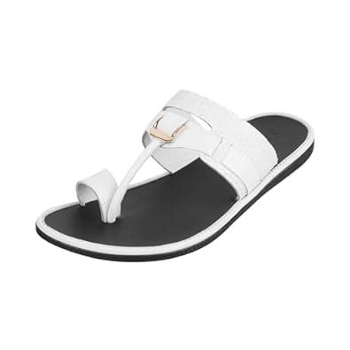 Metro Men White Leather Slip-on Chappal UK/6 EU/40 (16-313) : Amazon.in ...