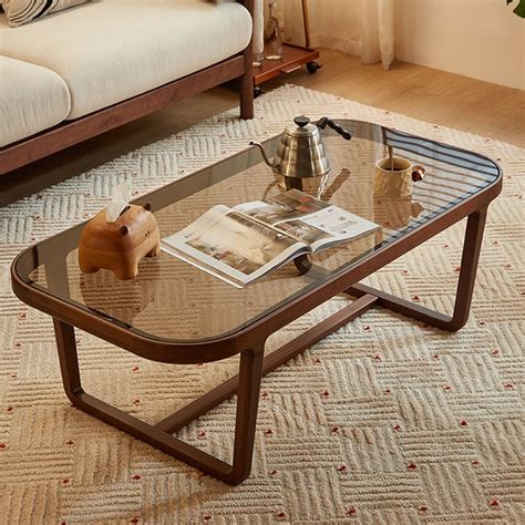 Creature B Comforts Square glass solid wood coffee table - Wayfair ...