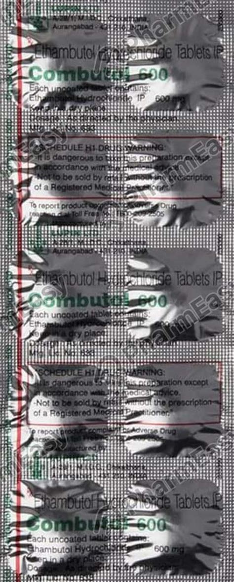 Combutol 600 MG Tablet (10): Uses, Side Effects, Price & Dosage | PharmEasy