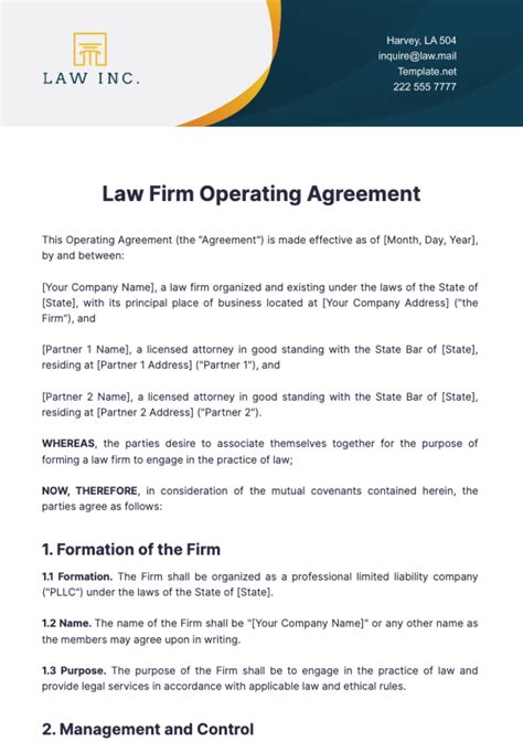 Law Firm Operating Agreement Templates - Edit Online & Download Example ...