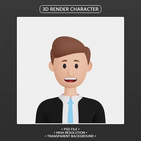 3d render homem cartoon avatar | PSD Premium