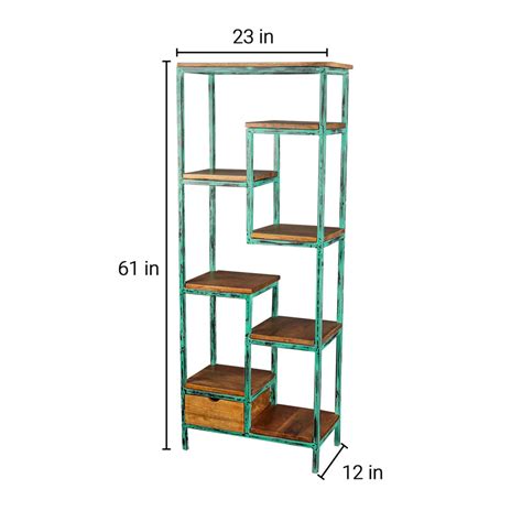 Jonas Iron and Wood Display Unit in Distress Green – Fabuliv