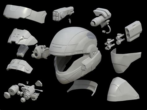 HALO ODST helmet with attachments 3d print file 3D model 3D printable ...