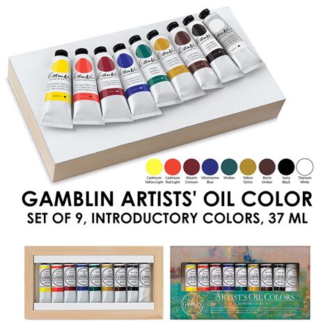 Gamblin Artist Oil Introductory Set of 9 x 37 ML | Art Lounge
