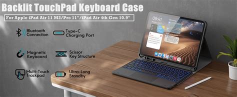 ProElite TouchPad Keyboard case for iPad Air 11 M4/M3/M2 /Pro 11" 4th ...