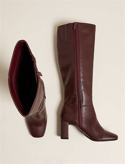 Buy Block Heel Square Toe Knee High Boots at Marks & Spencer
