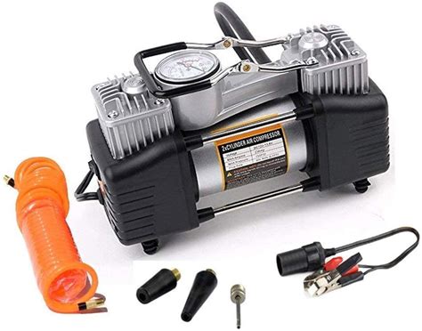 POIU High Speed Double Cylinder Tyre Inflator Air Compressor Pump Heavy ...