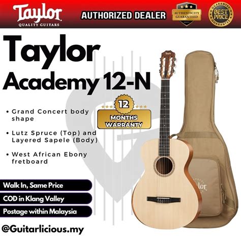 Taylor Academy 12-N Grand Concert Nylon-String Classical Guitar with ...