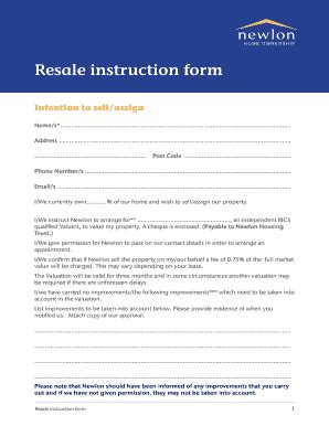 Fillable Online newlon org Resale instruction form - Newlon Housing ...
