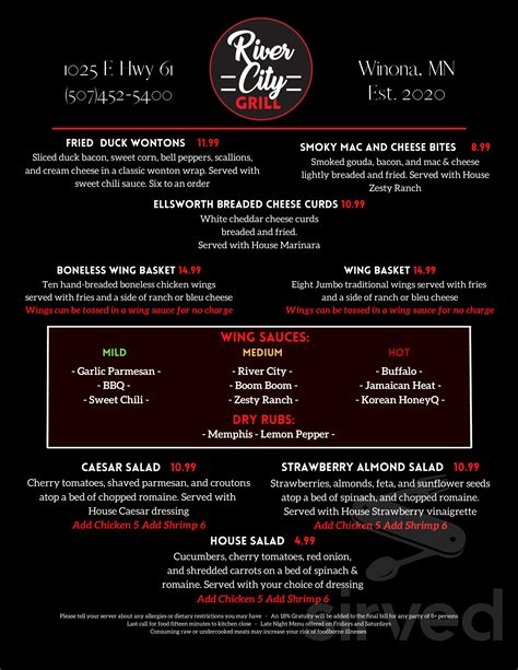 River City Grill menus in Winona, Minnesota, United States