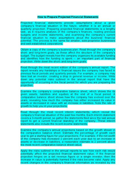 Image result for Projected Financial Statements