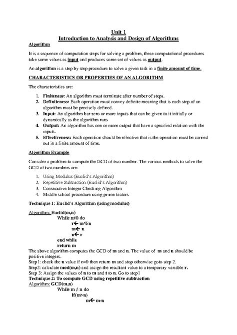 Design and analysis of algorithms ALL IN ONE - Unit 1 Introduction to ...