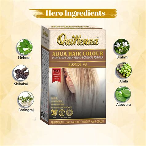 QuikHenna AQUA Powder Hair Color-110 Gm- 7G Blonde - BuyPureNaturals ...