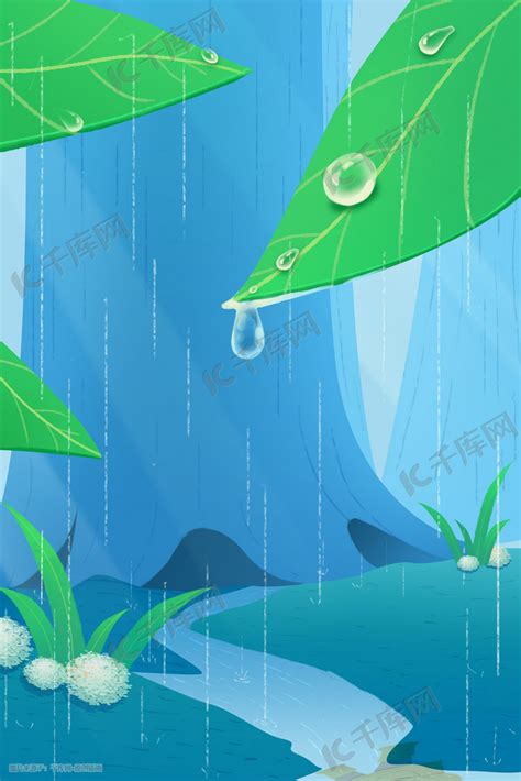 春雨小雨下雨森林风景插画图片-千库网