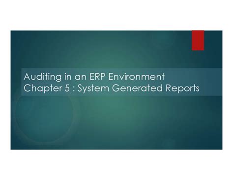 Auditing in ERP - System Generated Reports - Auditing in an ERP ...