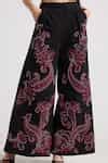 Buy Black Cotton, Twill Beads, Embroidery Paisley Flared Pant For Women ...
