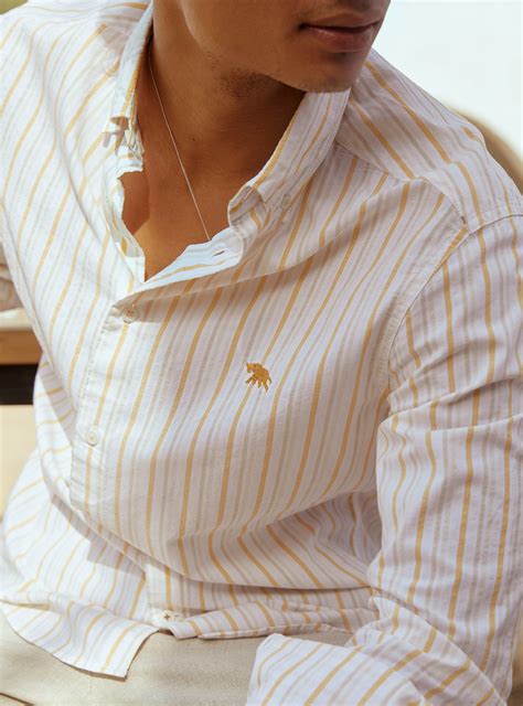 Buy Sunshine Seersucker Shirt | Casual Mustard Stripe Shirts for Men ...