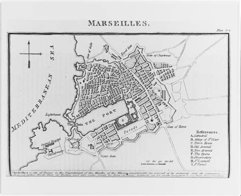 NH 76038 Marseilles, France. Map published in the Naval Chronicle ...