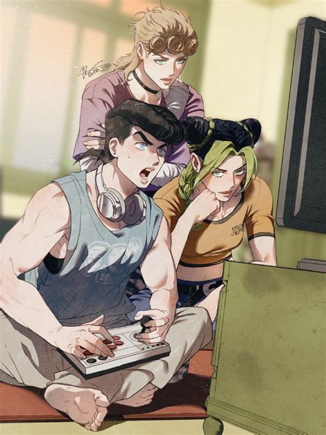 kujo jolyne, giorno giovanna, and higashikata josuke (jojo no kimyou na ...