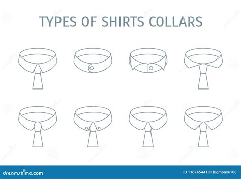Shirt Collars Different Types Icons Set. Vector Stock Vector ...