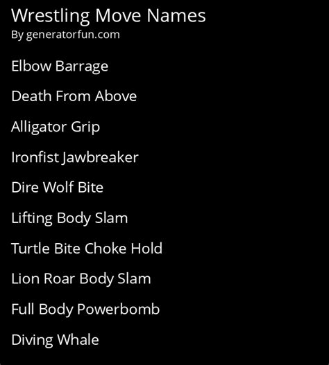 Wrestling Move Names at Brock Clemes blog