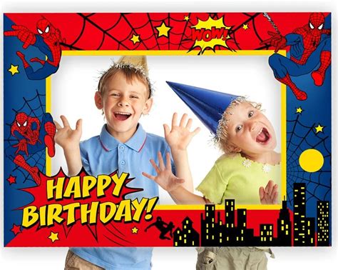 Spider Man Birthday Party Supplies And Birthday Photo Booth Frame ...