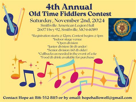 4th Annual Old Time Fiddlers Contest, Smithville American Legion Post ...