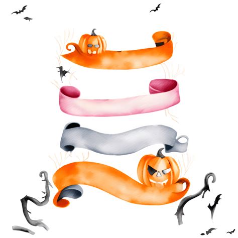 Halloween Banners and Ribbons Clip Art · Creative Fabrica