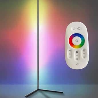 JUKKRE Corner Floor Light with Remote Control, RGB Color Changing Cool ...