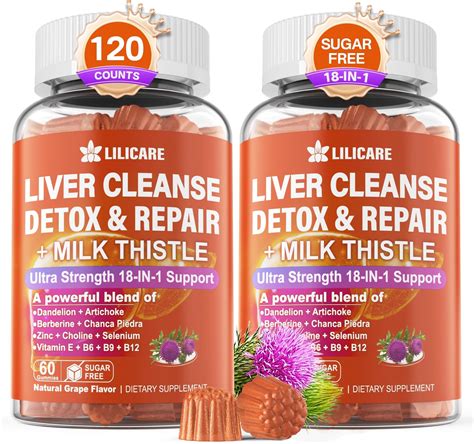 Amazon.com: Milk Thistle Liver Detox Gummies, 18-IN-1 Liver Cleanse Detox & Repair Supplement ...