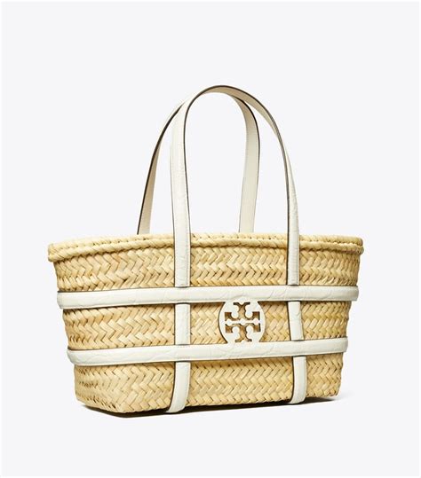 Tory Burch Small Ella Croc-Embossed Straw Basket Blanc – Kicks Machine