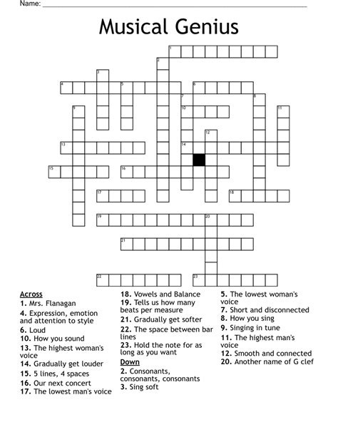 Musical Genius Crossword - WordMint