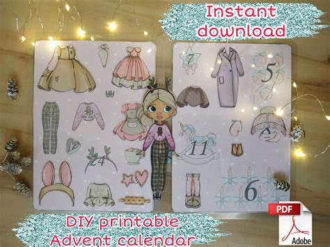 DIY Printable Advent Calendar Christmas Paper Doll Blythe With Clothes ...