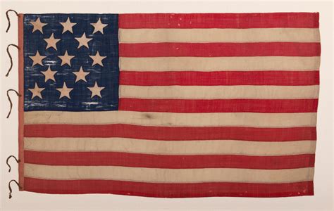 Hand-Sewn 13 Star American Flag, Signed Grunfild, ca 1861-1877 For Sale ...