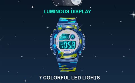 SPIKY Round Digital Sports Watch for Kids (Blue) | Military, Camouflage ...