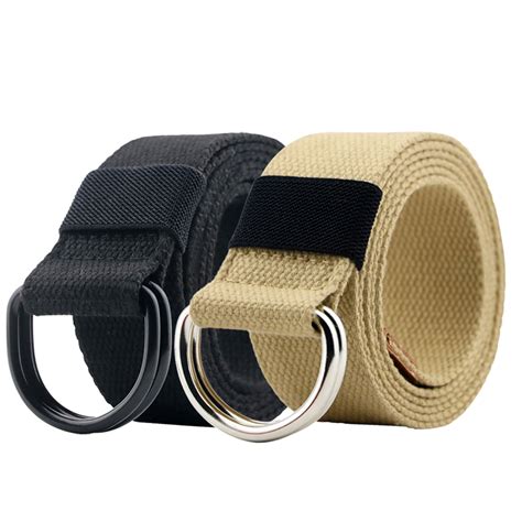 Maikun Mens & Womens Canvas Belt with Black D-ring 2pc Casual Belt ...