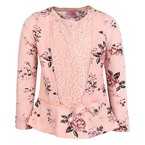 Buy Cutecumber Girls Lace Fabric Floral Printed Peach Top AM-CC786A ...