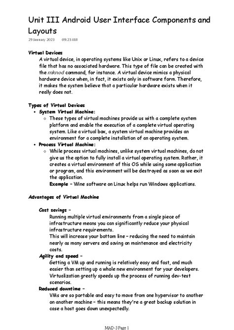 MAD-3 Unit III Android User Interface Components & Virtual Devices ...