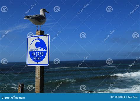 Tsunami Hazard Zone Warning Sign Posted Along the West Coast of ...