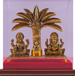 M R ZON Lord Laxmi Ganesh Palm Tree Brass Material Statue With Wood ...