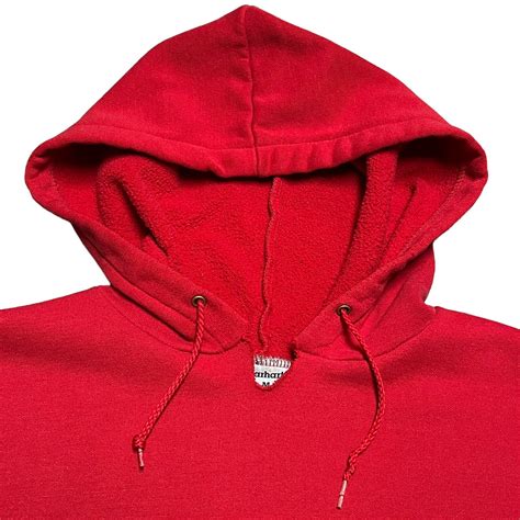 Vintage 2000s Carhartt Logo Red Pullover Hoodie - Siz… - Gem