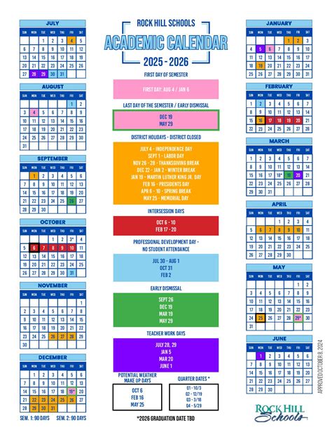 Rock Hill Schools Calendar 2025-2026 in PDF - School Calendar Info