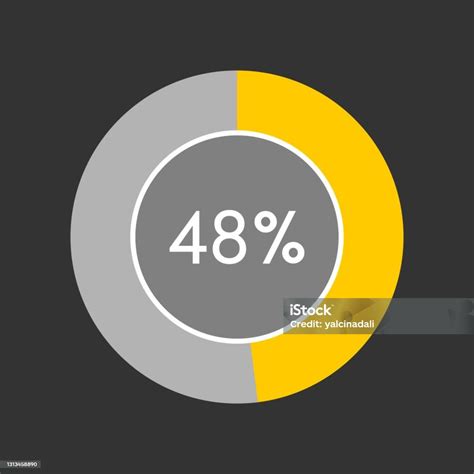 48 Percent Circle Percentage Diagram On Black Background Vector ...