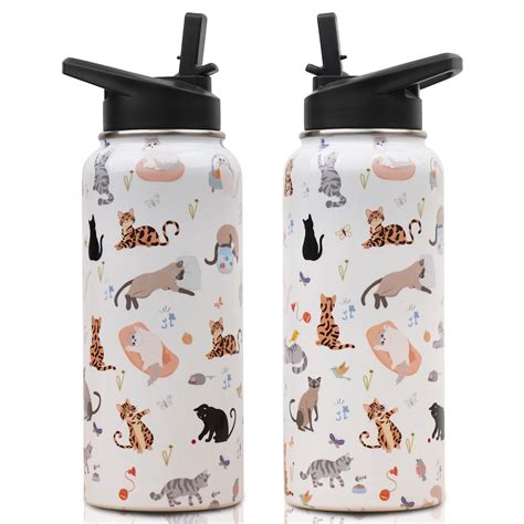 Amazon.com: ZNYYZYBA Insulated Water Bottle 32 oz, Cat Water Bottle ...