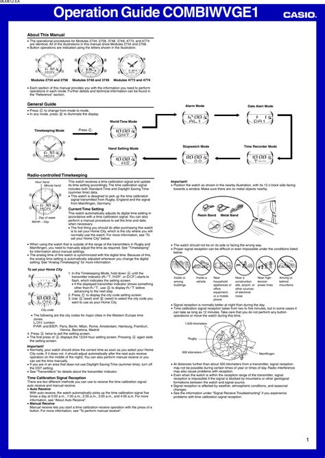 Image result for Casio Watch User Guide