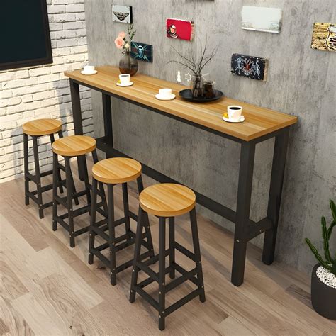 Modern Rectangle Natural Manufactured Wood Top Bar Table with Black ...