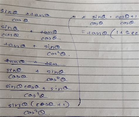 Prove that / ((sin theta + tan theta)/(cos theta)) = tan theta * (1 ...